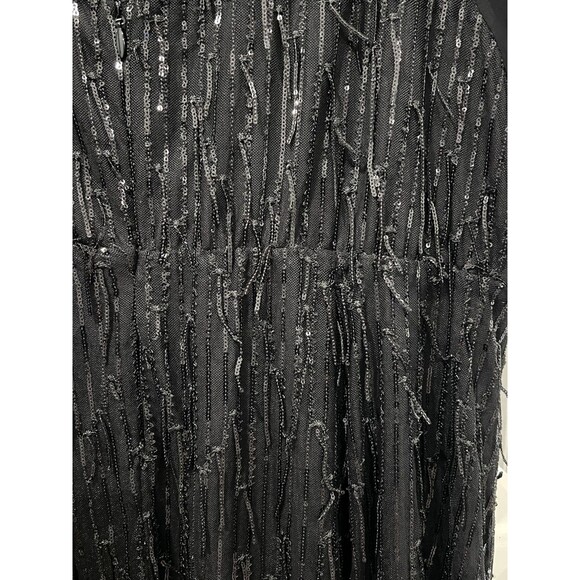 Torrid Illusion Sleeve Skater Dress Sequin Fringe Black Flapper Midi Size 28 - Picture 12 of 15